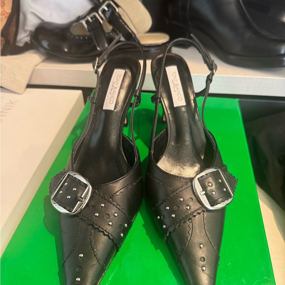 Tony Bianco Black Heels with Decorative Detailing